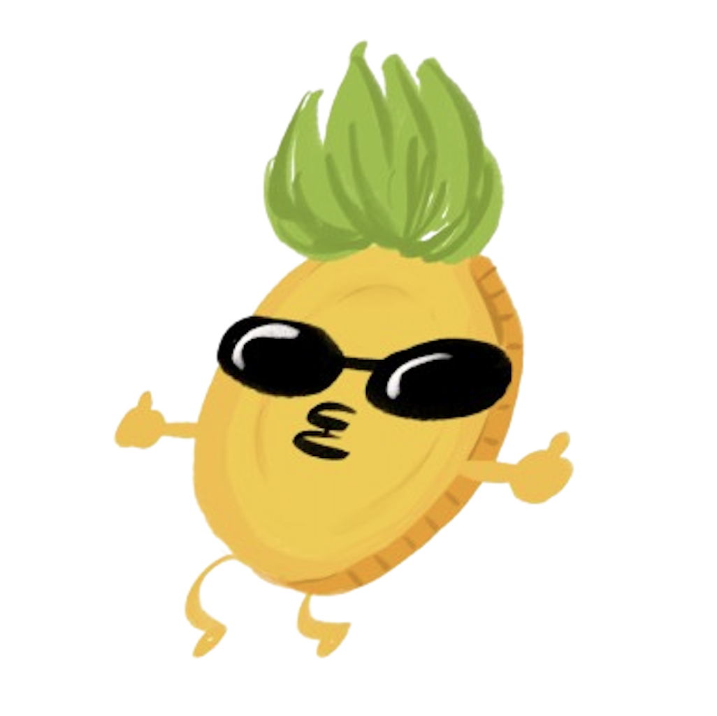Finapple pineapple mascot wearing sunglasses
